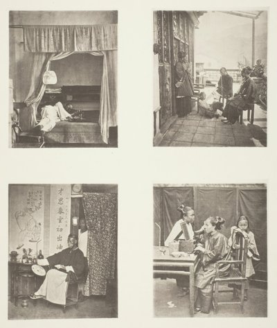 A Whiff of the Opium Pipe at Home, After Dinner, Reading for Honours, The Toilet, c. 1868 by John Thomson