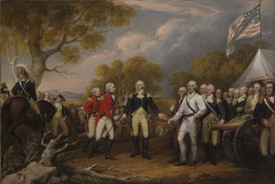 Battle of Saratoga, the British General John Burgoyne surrendering to the American General, Horatio Gates, October 17, 1777 by John Trumbull