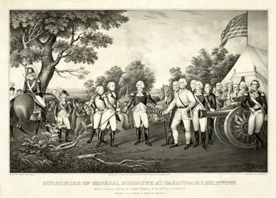 Surrender of General Burgoyne at Saratoga, N.Y., October 17th 1777, pub. N. Currier by John Trumbull