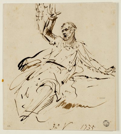Seated Male Figure with Raised Arm by John Vanderbank