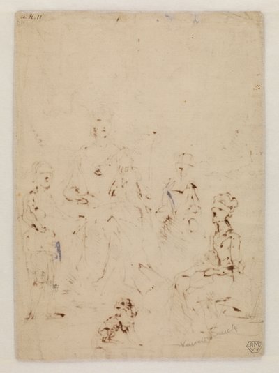 Sketch for a Family Portrait Group, Verso by John Vanderbank