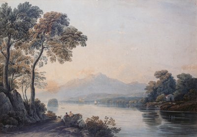 Figures with a Dog on the Banks of Lake Killarney by John Varley