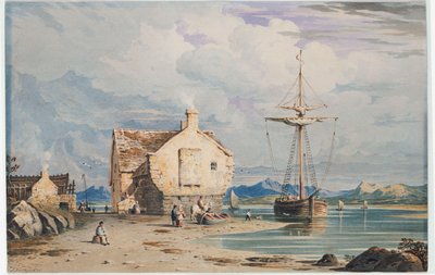 Tegwin Ferry with Snowdon in the Distance, from near Harlech, North Wales by John Varley