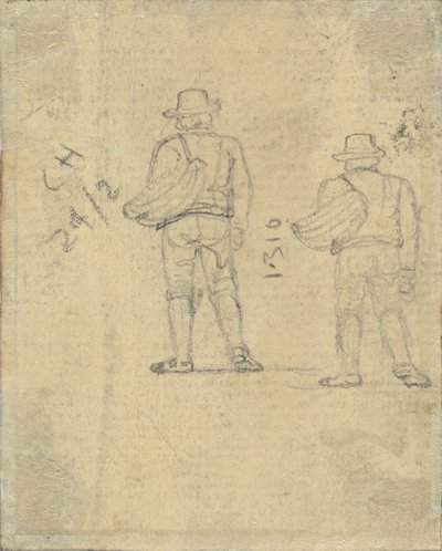 Two Studies of a Figure Holding a Basket by John Varley