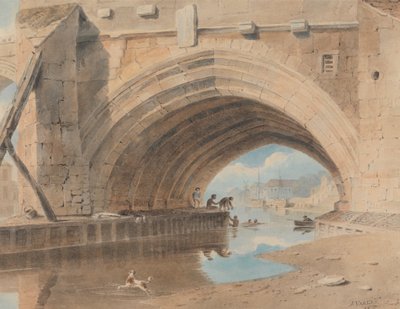 Under the Ouse Bridge, Bathing by John Varley