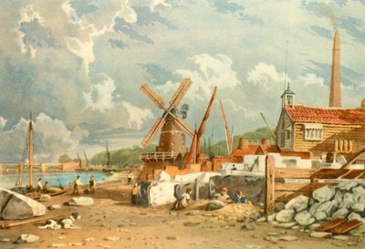 Randalls Flint Mill, Nine Elms, Battersea, 1830 by John Varley I