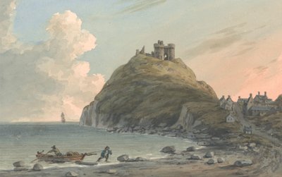 Ruins of Criccieth Castle and Part of the Town on the Bay on Cardigan. East View, Caernarfonshire by John Warwick Smith