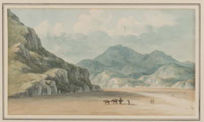 View on the Fraeth Mawr Sands, towards Snowdon, on crossing them between Penmorsa & Cynant, Merionethshire, 21 July 1795 by John Warwick Smith