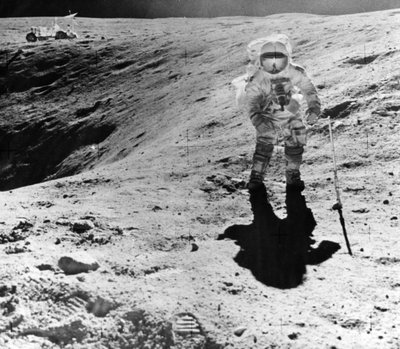Charles Duke Collecting Samples at the Descartes Landing Site During the Apollo 16 Mission by John Watts Young