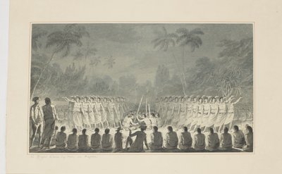 5: A Night Dance by Men, in Hapaee, from a series of watercolours illustrating Captain Cook