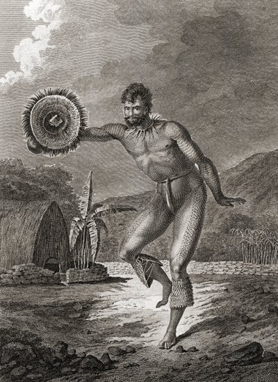 A Tattooed Dancer in Traditional Costume, Hawaii, 1778 by John Webber