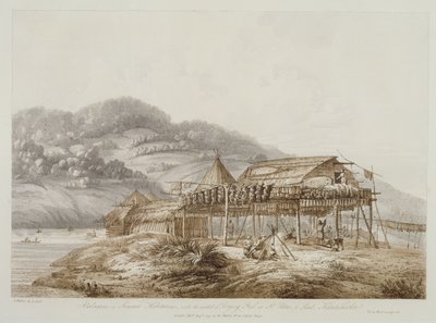 Balagans or Summer Habitations, with the Method of Drying Fish at St. Peter and Paul, Kamtschatka (from 