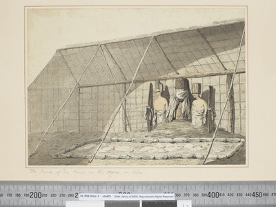 The Inside of the House, in the Morai, in Atooi by John Webber