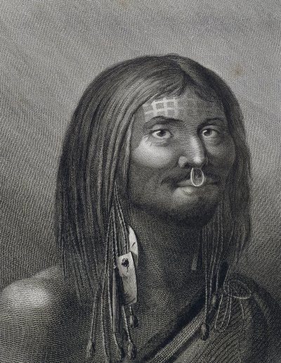 Polynesian man from Nootka Sound, illustration by John Webber made during third voyage of James Cook by John Webber