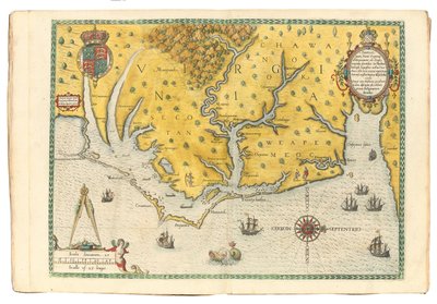 Map of Virginia Showing the Arrival of Sir Walter Raleigh