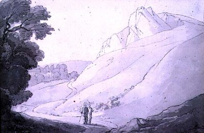 A Hilly Landscape with Two Figures by John White Abbott