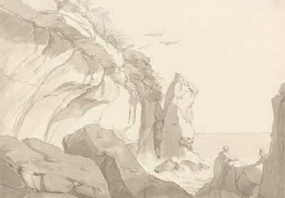 The Warren Near Exmouth, Devon: Figures on Rocks at the Sea