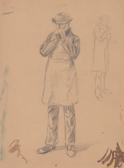 Caricature of Himself and of E. A. Abbey (recto); Two Studies of a Standing Man (verso) by John White Alexander