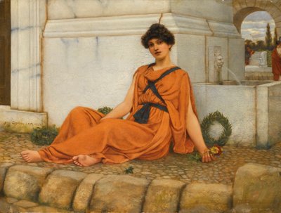 Repose, The Flower Girl by John William Godward