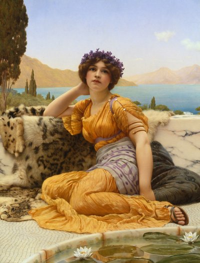 With Violets Wreathed and Robe of Saffron Hue by John William Godward