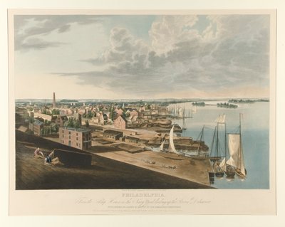 Philadelphia from the Ship House in the Navy Yard Looking up the River Delaware by John William Hill