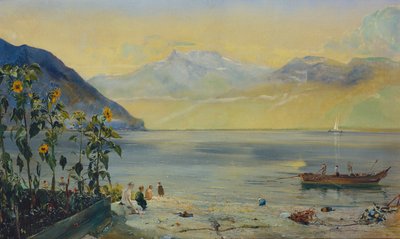 Lake Leman with the Dents du Midi in the Distance by John William Inchbold