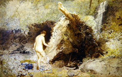 Landscape with Figure Bathing by John William North