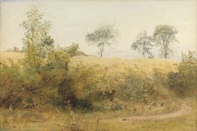 The Bat Begins with Giddy Wing - Barley Field Over the Hedge by John William North