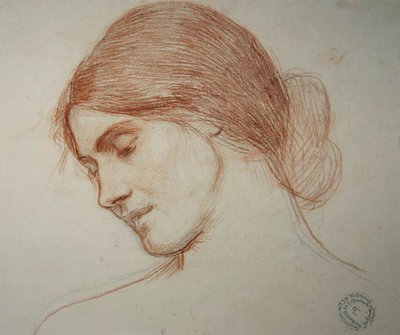 Head of a young girl, to the left by John William Waterhouse