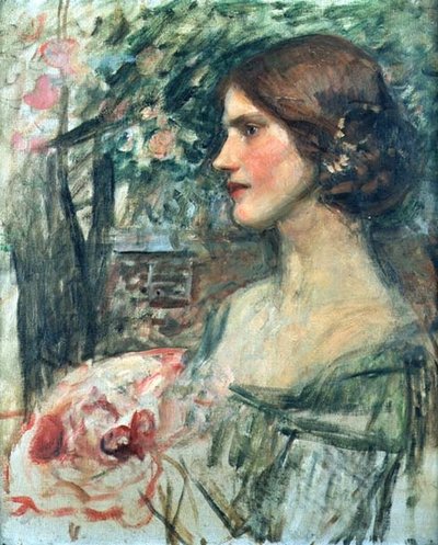 Portrait of a Lady in a Green Dress, or The Bouquet by John William Waterhouse