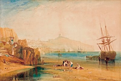 View of Scarborough in the Early Morning, Children Hunting Crabs by John William Waterhouse