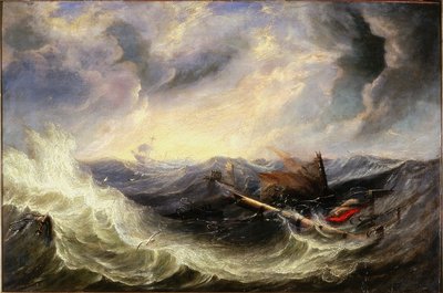 Seascape with Wreckage by John Wilson (attr. to) Carmichael