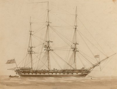 A British frigate riding on her anchor by John Wilson Carmichael