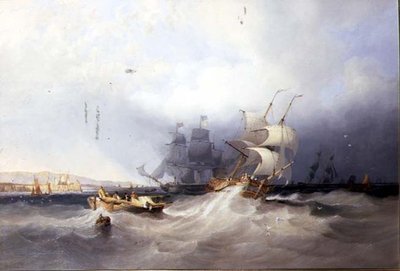 A Dutch Brig on a Port Reach and other Shipping off an East Coast Harbour by John Wilson Carmichael