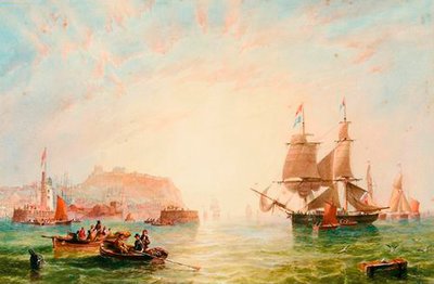 A Trading Brig and Other Vessels off the Entrance to Scarborough by John Wilson Carmichael