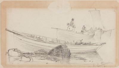 Boats and Buoy - Hartlepool by John Wilson Carmichael