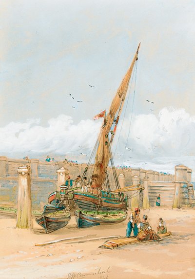 Fishermen Gossiping Before a Beached Vessel, 1846 by John Wilson Carmichael