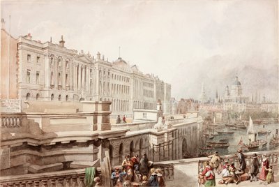 Somerset House and St Pauls from Waterloo Bridge by John Wilson Carmichael