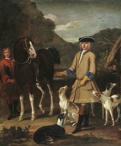 Edward, Lord Seymour, with His Horse, Groom and Dogs, in a Landscape by John Wootton