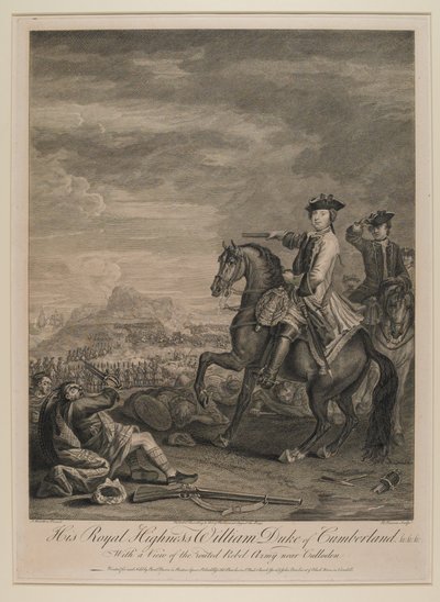 H.R.H. William, Duke of Cumberland with a View of the Routed Army Near Culloden, 1746, Published by B. Baron, 1747 by John Wootton