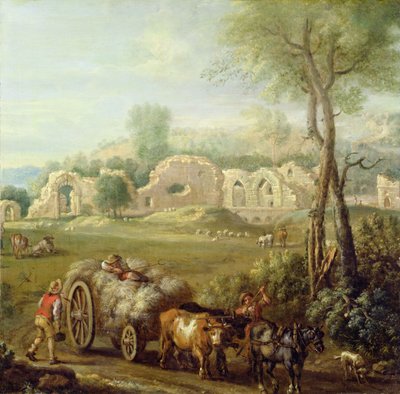 Haycart Passing a Ruined Abbey, c.1740-50 by John Wootton