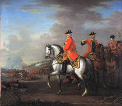 King George II at the Battle of Dettingen, with the Duke of Cumberland and Robert, 4th Earl of Holderness by John Wootton