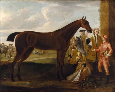 Scamp, a bay racehorse owned by the 3rd Duke of Devonshire and a jockey on a racecourse by John Wootton