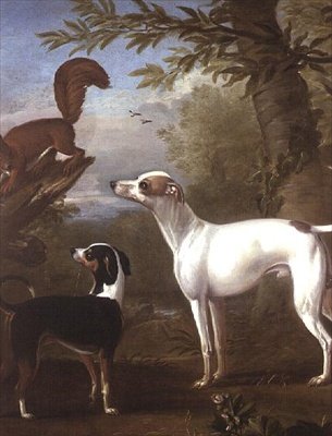 Two Sporting Dogs Attracted by a Squirrel on a Tree Stump by John Wootton