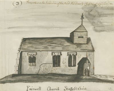 Farewell Church: Pen and Wash Sepia Drawing, nd [c 1780] by John Wright