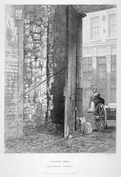 Cripplegate Postern, in the Churchyard of St Giles without Cripplegate, London Wall, London by John Wykeham Archer