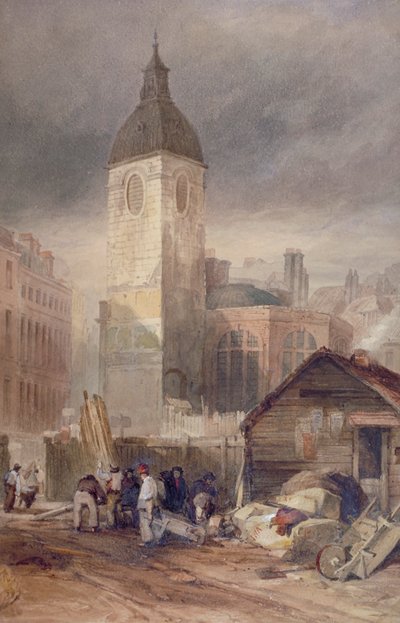 Demolition of the Church of St Benet Fink, City of London by John Wykeham Archer