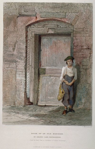 Door of an old mansion in Gravel Lane, City of London by John Wykeham Archer