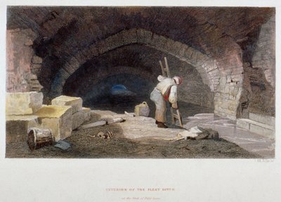 Interior of the Fleet Ditch at the back of Field Lane, City of London, 1851 by John Wykeham Archer