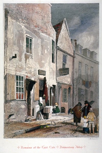 View of the East Gate Remains of the Abbey of St Saviour, Bermondsey, London by John Wykeham Archer